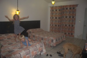 Budget hotel with a hostel feel. Kids don't care, there's beds to jump on!